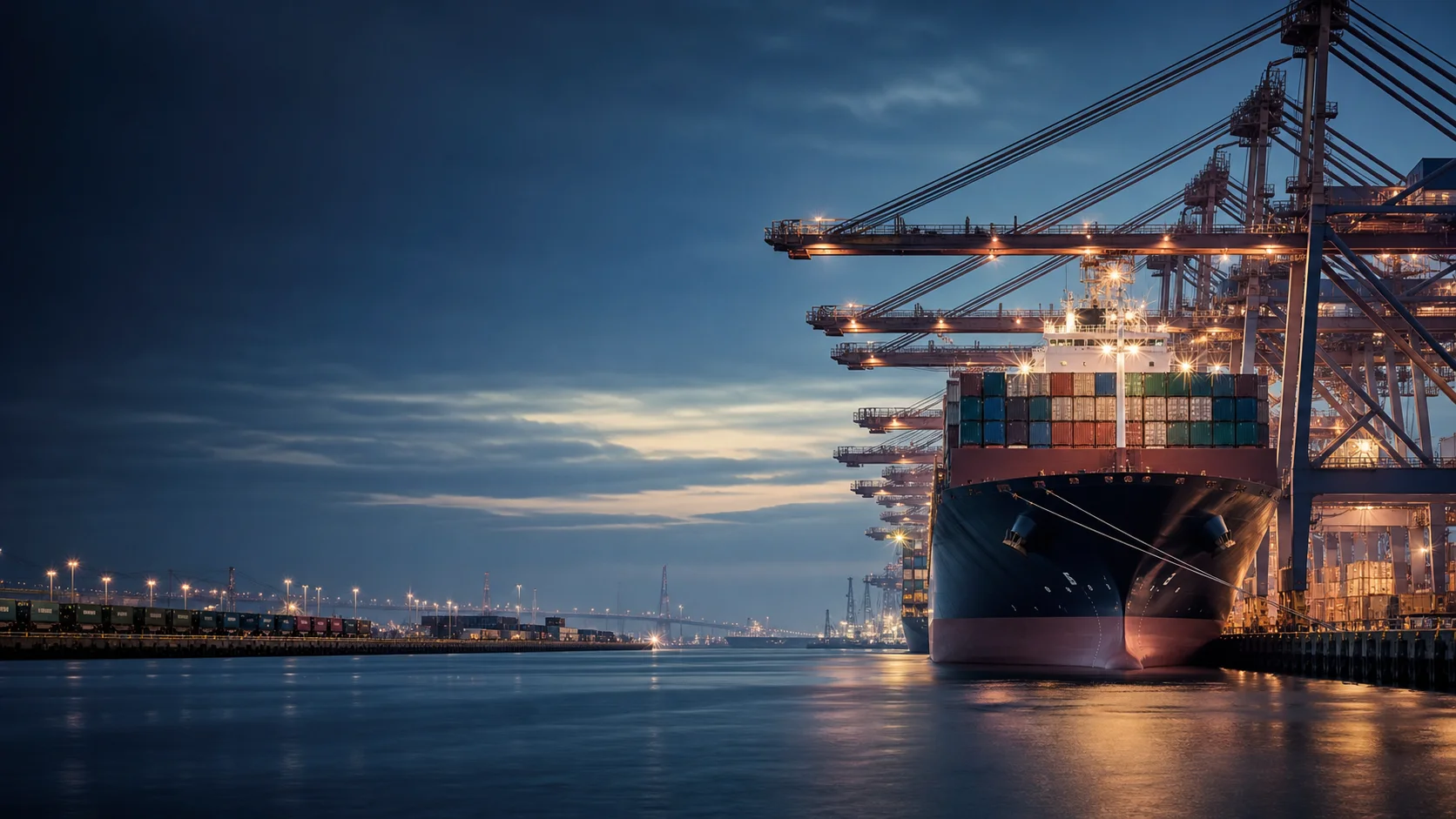 Container vessel at a modern international port