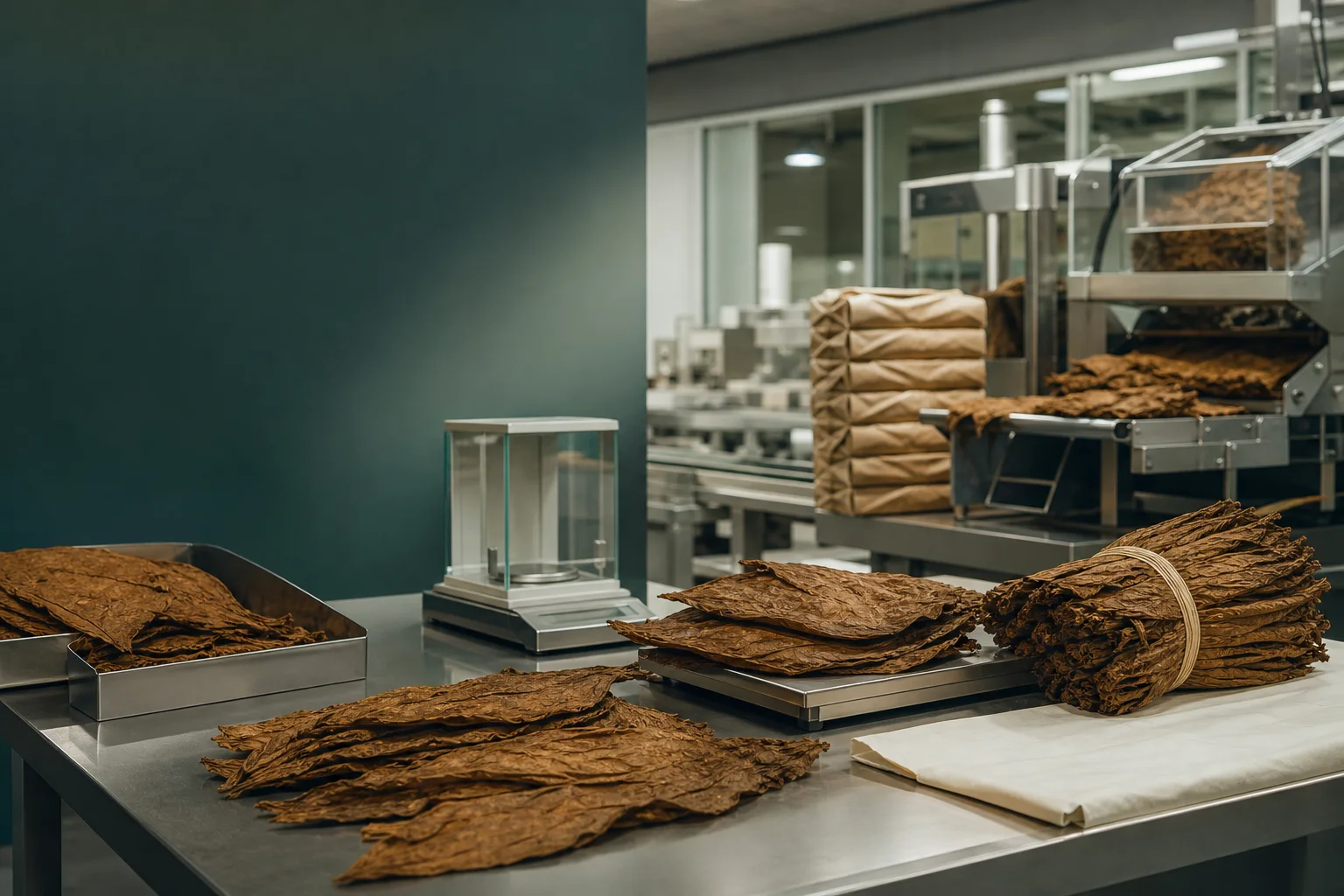 Tobacco leaves prepared for industrial quality inspection